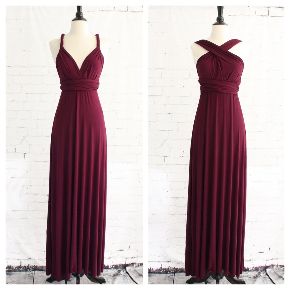 Burgundy Multi Way Tie Maxi